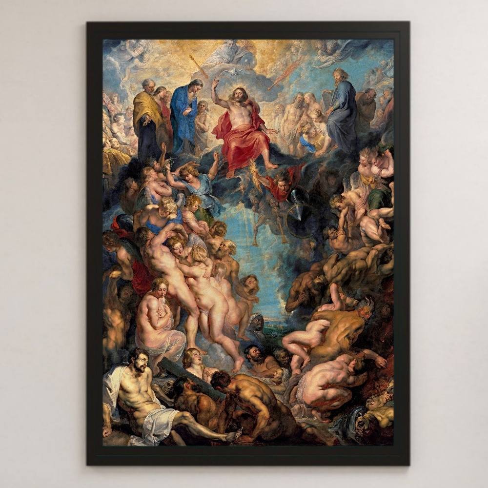 루벤스 최후의 심판 그림 예술 광택 포스터 A3 바 카페 클래식 인테리어 종교 그림 아이콘 그림 기독교 천국 지옥, 거주, 내부, 다른 사람