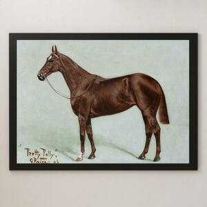 Art hand Auction George Pace Pretty Polly Painting Art Glossy Poster A3 Bar Cafe Classic Retro Interior Animal Painting Chestnut Horse Horse Racing, residence, interior, others