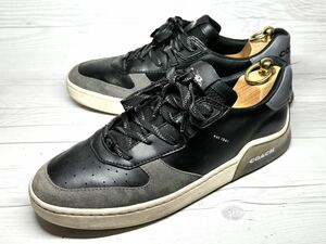 [ prompt decision ]COACH Coach men's 27cm degree US9 sneakers black gray Logo casual leather shoes original leather G4943