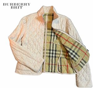 【良品 BURBERRY BRIT バーバリーブリット　キルティングジャケット】レディース薄ピンク/サイズXL158〜165cm