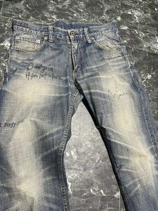 T.M.T чай Emuti винтажная обработка нацарапанная надпись Denim джинсы M размер 