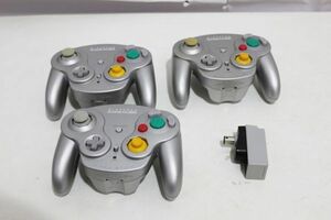 C253H 047 Nintendo ゲームキューブ GC ワイヤレスコントローラー 3個 + ウェーブバードレシーバー 1個 まとめて 現上品 ジャンク