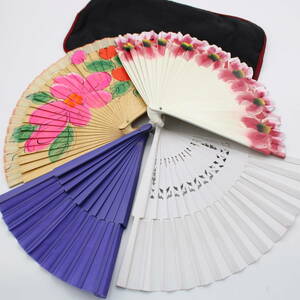 [ free shipping ][ flamenco for case attaching all 4 point set ]. entering contains Mini abanico fan fan ... purple white beige Dance properties 