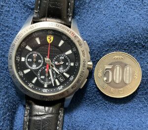 稼働 クォーツ Ferrari フェラーリScuderia Chrono クロノグラフ Black & Silver SF.05.1.14.0021 中古品 chronograph men's watch