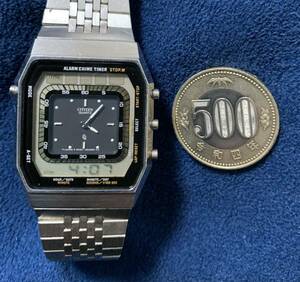 稼働 80年代 アンティーク ビンテージ アナデジ シチズン 4-082311 TA CITIZEN digi ana quartz men's antique digital watch 1980
