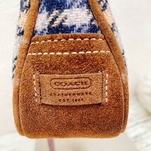 【Ｋ】 COACH コーチ ハンドバッグ ワンハンドル チェック 赤系 美品 シルバー金具 バッグ 鞄 可愛いレザー スエード【3514】_画像6