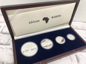【K】2003年エリザベスアフリカコインセット AFRICAN WILDLIFE SV999 2OZ.2OZ.1/2OZ.1/4OZ 外国銭 記念硬貨 コレクション 世界【2676】