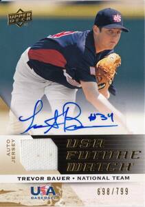 【トレバー・バウアー】ジャージ 直筆サインカード 799枚限定 横浜DeNAベイスターズ 2009 UPPER DECK TREVOR BAUER AUTO #検索 BBM EPOCH