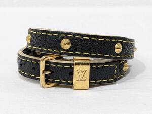 【42297】LOUIS VUITTON ルイヴィトン スハリ ブラスレ ドゥブルトゥール M91844 ブレスレット レザー ブラック アクセサリー