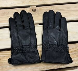  with translation * outlet * new goods * men's leather gloves ram leather reverse side nappy warm standard black original leather M size .. smaller 