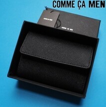 新品訳 定価1.2万円 COMME CA MEN コムサメン シボ/市松柄型押し カード&コインケース 黒(05) 60XI64_画像1