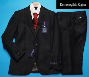 新品17.3万円 大手百貨店扱い 秋冬『Ermenegildo Zegna ゼニア Heritage 伊製生地』ウール100% フランネル スーツA6黒(A) 1020081