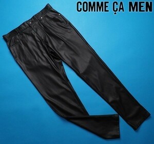 新品定価3.1万円 COMME CA MEN コムサメン フェイクレザー スリムパンツM黒(05) 25PA21