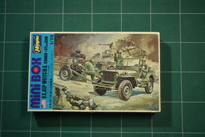 Qn943【絶版 1973's】vtg Hasegawa U.S. Jeep Willys M.B. Cargo * 37mm Gun ミニボックスシリーズ No.1 U.S.ジープ ウィリスM.B. 60サイズ