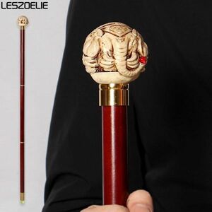 C027: man . woman therefore. .95cm small crystal sphere pattern red stick Germany. beech material walking stick 