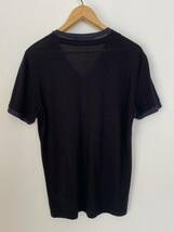 Neil Barrett ニールバレット☆VネックＴシャツ レイヤードカラー　ブルー×ネイビー　メンズS MADE IN ITALY_画像2