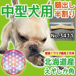 ■ 中型犬用 ■ 天然 北海道産 蝦夷鹿の角 ■ 半割り 1本 ■ 犬のおもちゃ ■ 無添加 エゾシカ ツノ 鹿の角 犬 　34111