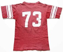 ★70s USA製 Championチャンピオン IHDUHAPI 73 ナンバリング コットン フットボールTシャツ 赤 フェード ボーイズL★ビンテージ バータグ_画像3