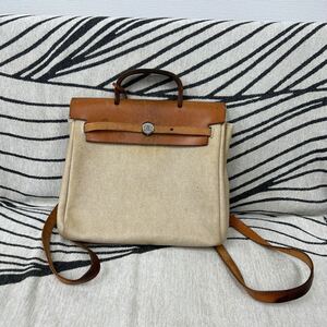 HERMES エルメス エールアドリュック バッグ 2WAYショルダー ハンドバッグ キャンバス×レザー