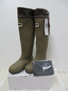  Bick Inaba ...! Hanshin foundation man and woman use *PVC portable boots FU-5501[ khaki |LL|26.5-27.0cm] Flat bottom * storage sack attaching. goods, prompt decision 2780 jpy *