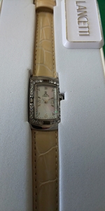 特価ランチェッテイーレデイースLT-16504アナログクオーツ時計飾り石にスモーキークオーツ使用