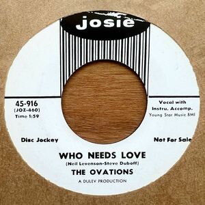 【45】Doowop特集 THE OVATIONS / WHO NEEDS LOVE / 7inch EP 60s 50s oldies / soul ROCK R&B OLDIES DOO WOP/