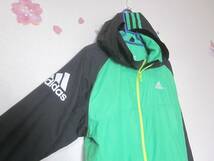 adidas アディダス 裏起毛 フード Climaproof ジャケット 160cm ウインドブレーカー フルジップ ジュニア キッズ 男の子 6540_画像2