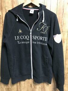 送無♪le coq sportifルコック♪ジップアップパーカー・ブラック・サイズO