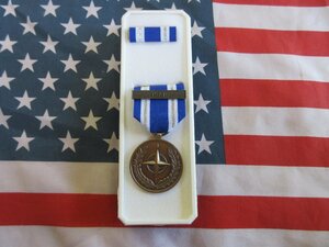 T390☆米軍　ISAF　サービスメダル(略章・リボン・ケース付き)/在日米軍　US・ARMY米国陸軍　USMC米国海兵隊　USAF米国空軍　USN米国海軍