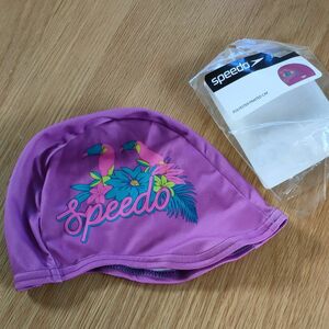  speedo スイムキャップ JUNIOR POLYESTER PRINTED CAP　パープル 未使用