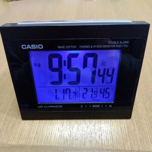 CASIO DQD-710J ダブルアラーム 電波目ざまし時計 温湿度計 土日、平日指定可能
