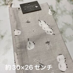 コットン巾着袋☆シマエナガ柄(約30×26センチ)Lサイズ