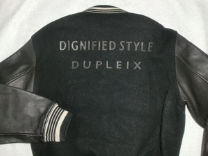 ★`80s日本製 DUPLEIX ヴィンテージ袖革スタジャン M デュプレックス MEN`S BIGI 系ヴィンテージ袖革スタジャン ブラック/ブラック