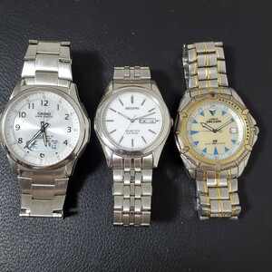 1円～CASIO カシオ LORUS REGUNO ソーラー メンズ腕時計 3個セットまとめ売り 755