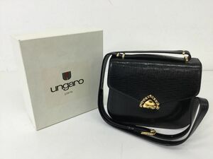 ●営KZ686-60　ウンガロ　ungaro　ショルダーバッグ　本革　牛革　ブラック