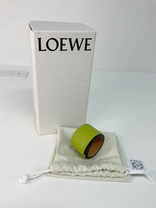 SKT524-60◆ 【美品】LOEWE／ロエベ スラップ ブレスレット レザー メドウグリーン 箱・袋あり