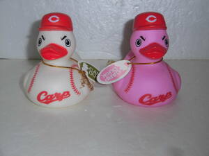 カープ ダック　2種　白　ピンク　広島東洋カープ　CARP DUCK あひる　ソフビ　笛　アヒル隊長