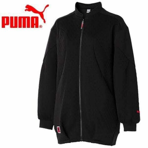 プーマ PUMA レディース ニットジャケット フルジップ ロング ジャケット_リラックスシルエット（ブラック）