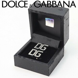 美品●DOLCE&GABBANA ドルチェ＆ガッバーナ シルバー925 DG ラインストーン カフス