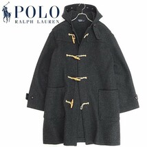 90's◆POLO RALPH LAUREN ポロ ラルフローレン ウール ダッフル コート チャコールグレー LL 国内正規品_画像1