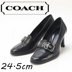 *COACH Coach leather heel Loafer pumps black black 7 1/2