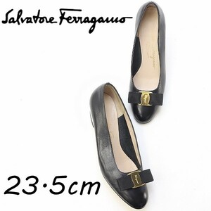 ◆ Salvatore Ferragamo Salvatore Ferragamo кожаная лента вала круглая нога с низким лечением черный 6