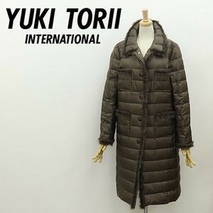 *YUKI TORII Yuki Torii moheya piping down long coat khaki 38