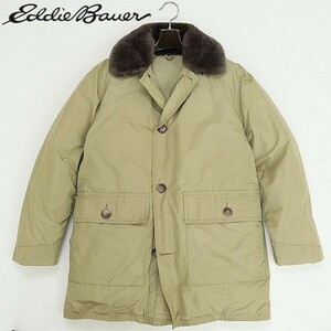 60's ヴィンテージ●Eddie Bauer エディーバウアー 日の出タグ 襟ボア ダウン ジャケット ベージュ M