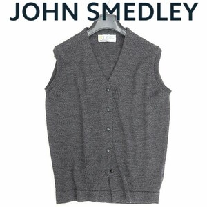 ◆JOHN SMEDLEY ジョンスメドレー ウール ニット Vネック ジレ ベスト チャコールグレー M