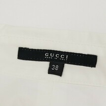 国内正規品◆GUCCI グッチ シルク混 ベルトデザイン 切替 ワイドスリーブ 長袖 シャツ ブラウス ホワイト×ピンクベージュ 38_画像8