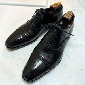 MAXVERRE マックスヴェッレ メダリオンレザーシューズ 8.5(27cm程度) 内羽根短靴 イタリア製 ブラック 黒靴 メンズ 男性用 ビジネス