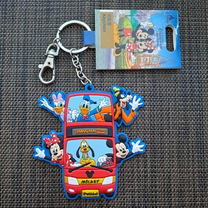 【未使用保管】 SHANGHAI Disney RESORT ラバー キーホルダー 定価980円 ／ 上海 SDR ２階建バス キーリング ミッキー ミニー マウス