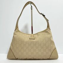 1円 ◎ GUCCI グッチ カンデンスキー ジャッキー マイクロGGキャンバス レザー ハンドバッグ ワンショルダーバッグ 28628 ベージュ 希少色_画像2