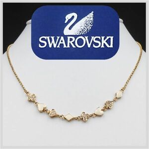 SWAROVSKI スワロフスキー ネックレス ハート イエローゴールド 金メッキ アクセサリー 美品 ペンダント ★希少品 コレクション 22-0153-01